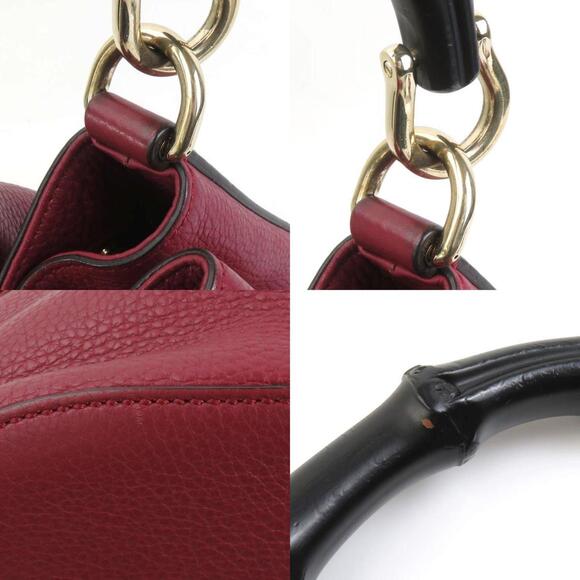 GUCCI Authentic Leather Bamboo Shoulder Bag - Picture 4 of 5
